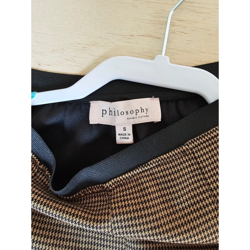 Philosophy Republic Clothing Houndstooth Leggings Black Tan Side Stripe Small - Picture 8 of 16